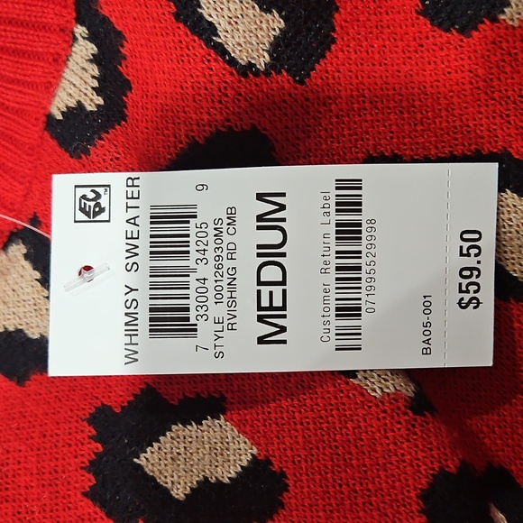 Charter Club Red Leopard Print Sweater - Picture 10 of 12